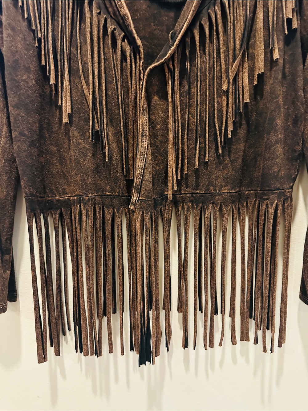 NwT T-Party Women Long Sleeve Brown Fringe Crop Cardigan M Cowgirl Boho Western - Picture 5 of 9